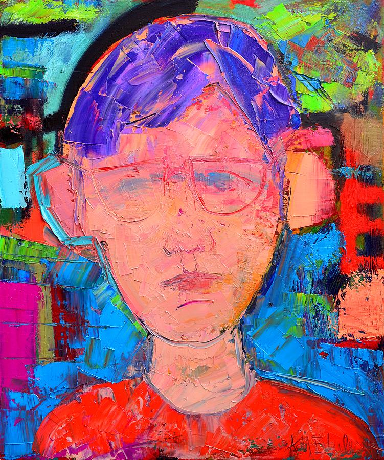 Listening - Abstract Expressionist Portrait Painting by Ana Maria Edulescu