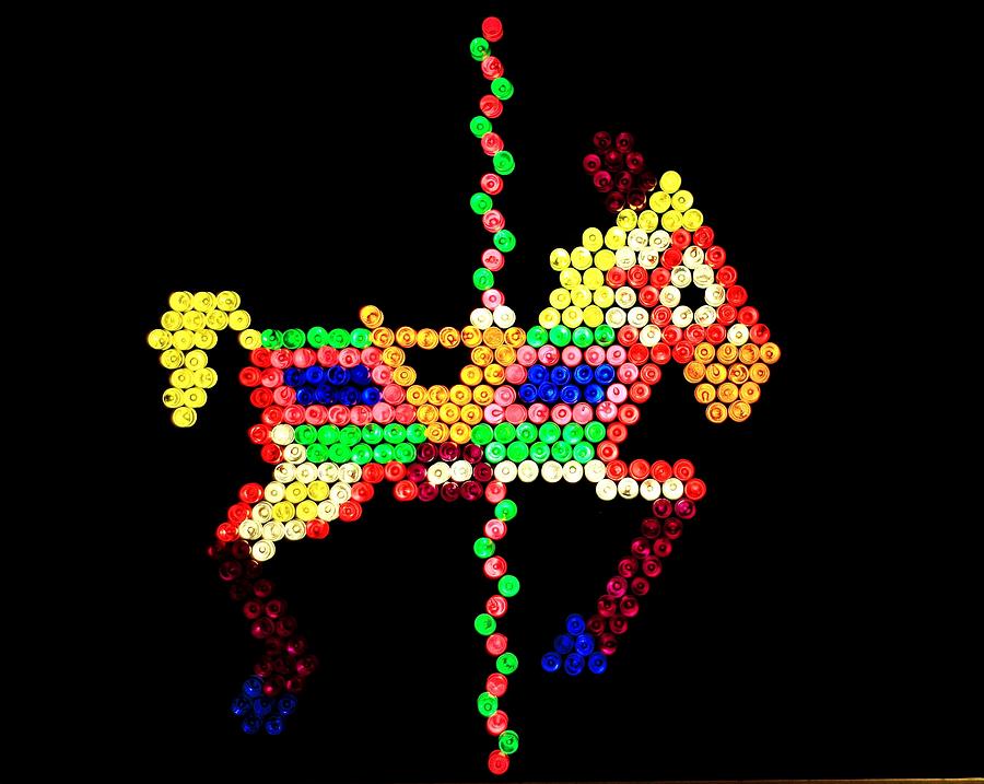 Lite Brite - The Carousel Pony Photograph by Benjamin Yeager