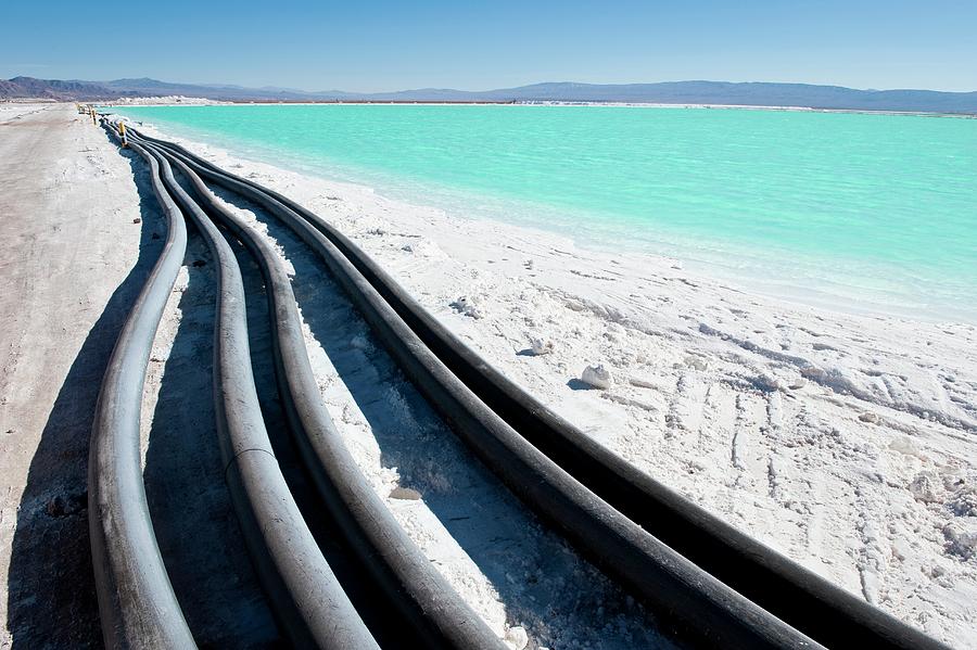 Lithium Evaporation Pond Pipes Photograph by Philippe Psaila/science Photo Library