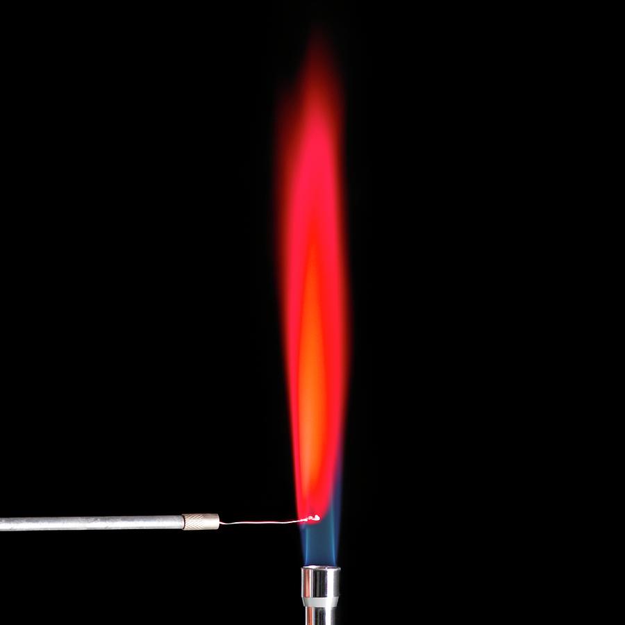 Lithium Flame Test Photograph by Science Photo Library