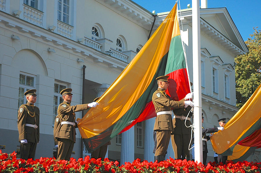 Lithuania Flag Raising Photograph by Mary Lee Dereske