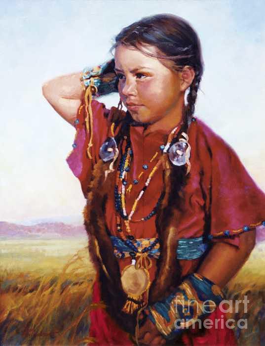 Indian Painting - Little American Beauty II by Jean Hildebrant