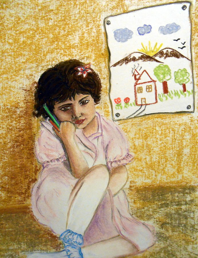 Girl Painting - Little Artist by Mojgan Jafari