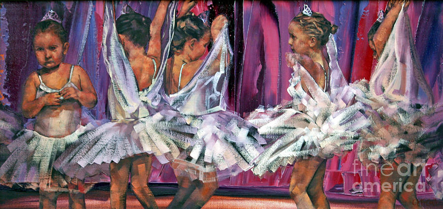 Figurative Abstract Painting - Little Ballerinas by Claire McCall