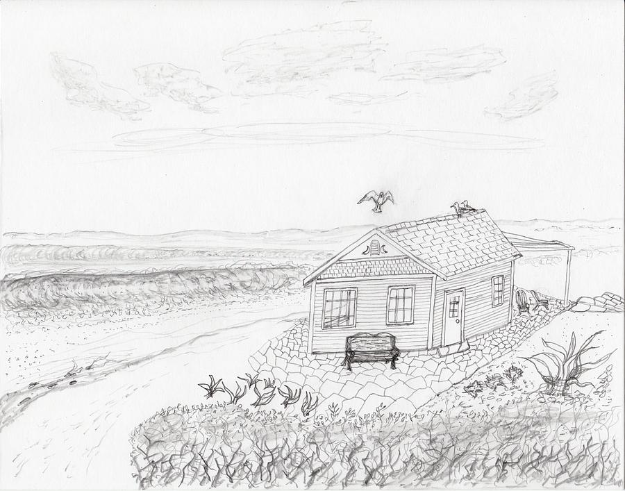 Little Beach Cottage Drawing by Jim Taylor