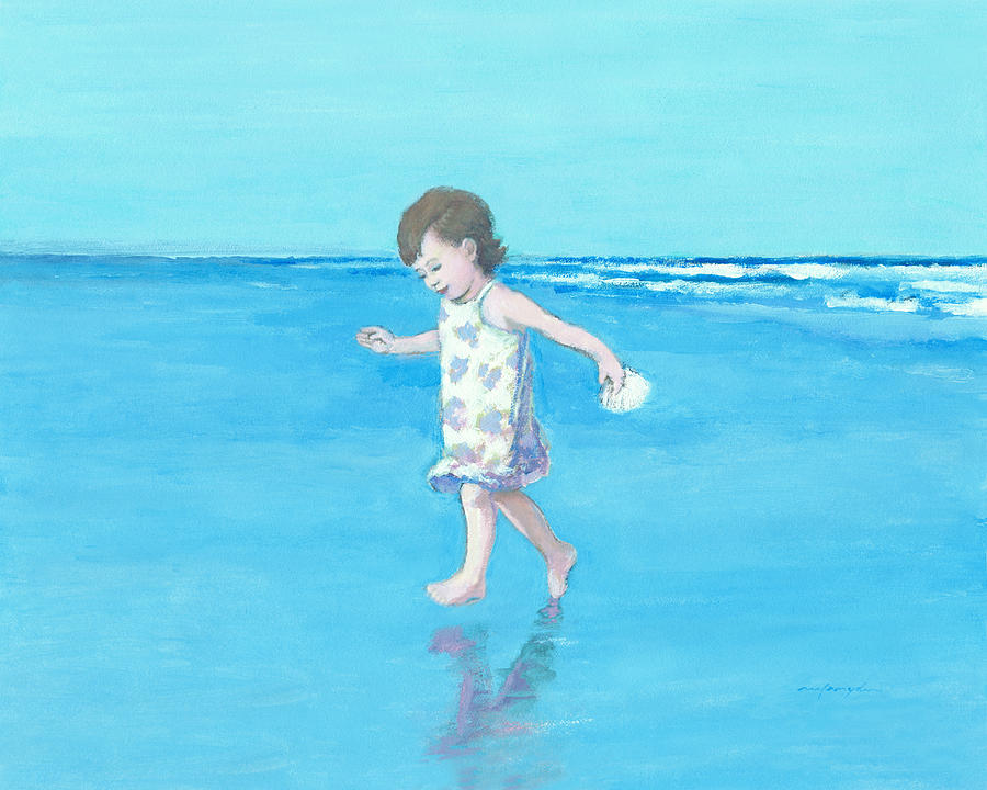 Little Beach Girl Painting by J Reifsnyder