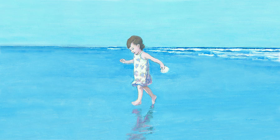 Little Beach Girl Panorama Painting by J Reifsnyder