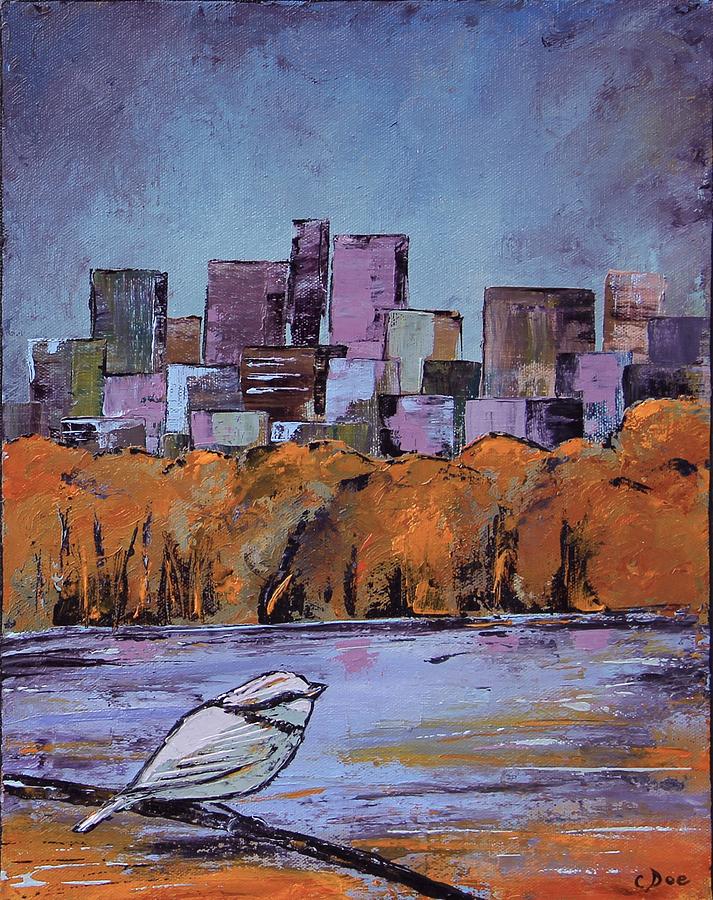 Little Bird in the City Painting by Carolyn Doe