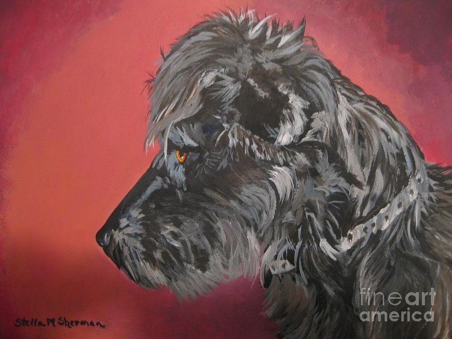 Dog Painting - Little Bit by Stella Sherman