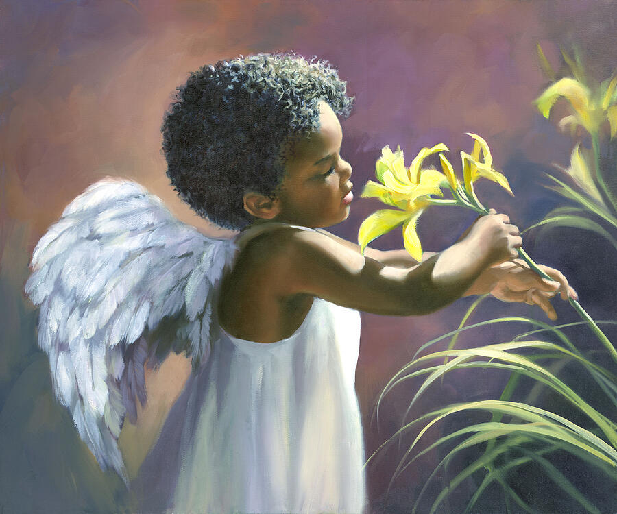 Little Black Angel Painting By Laurie Snow Hein