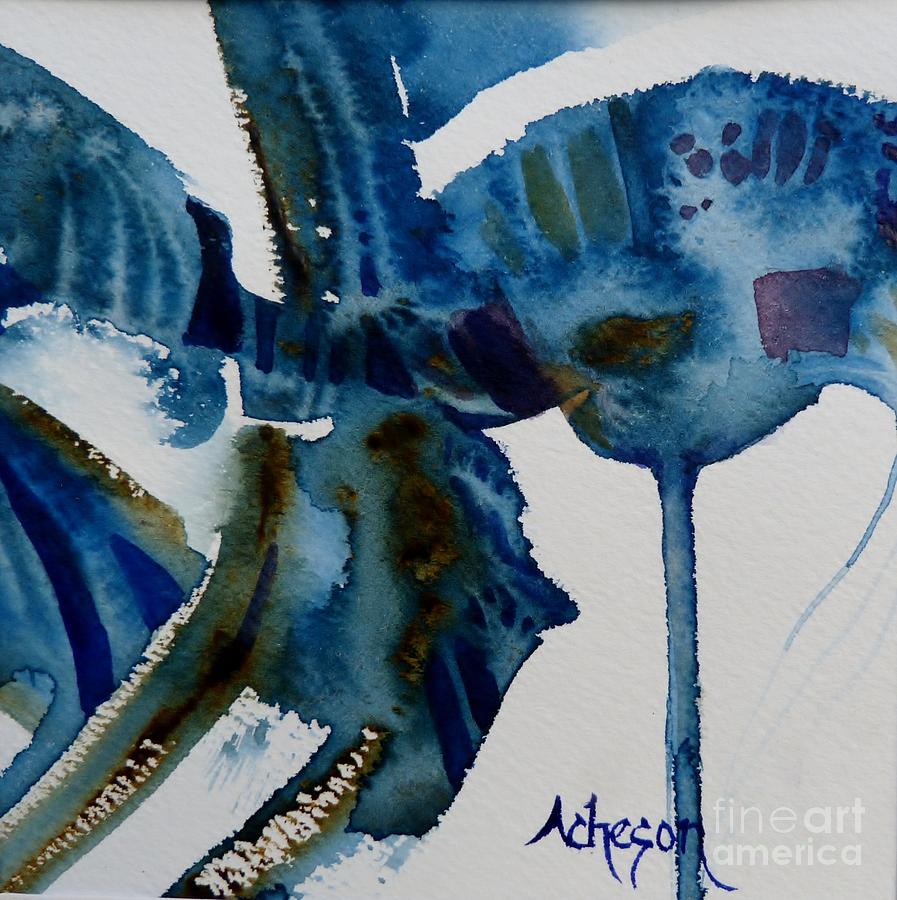 Little Blue Abstract 2 of 6 Painting by Donna Acheson-Juillet