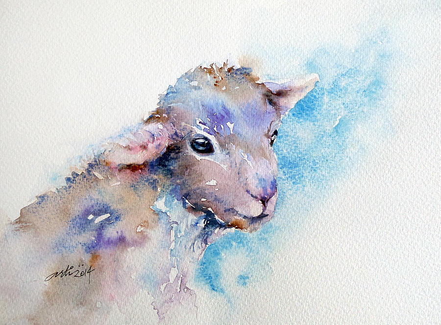 Little Blue Lamb Painting by Arti Chauhan