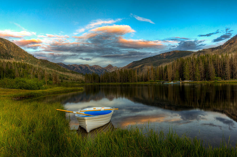 Mountain Photograph - Little Boat Little Lake by Kevin Rowe