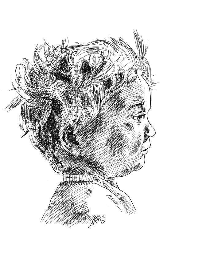 Little Boy Drawing by Masha Batkova
