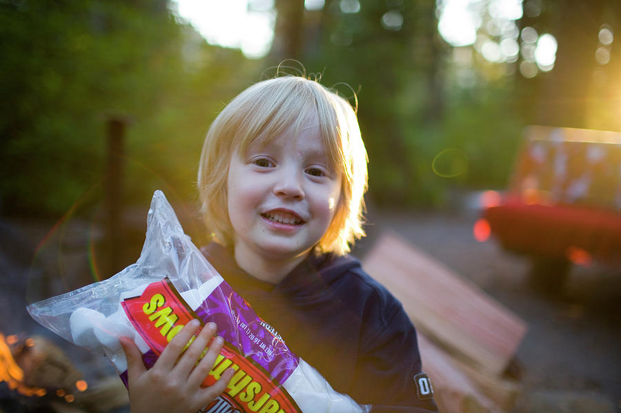Blond Photograph - Little Boy With A Large Bag by Jan Sonnenmair Blond Photograph - Little Boy With A Large Bag by Jan Sonnenmair