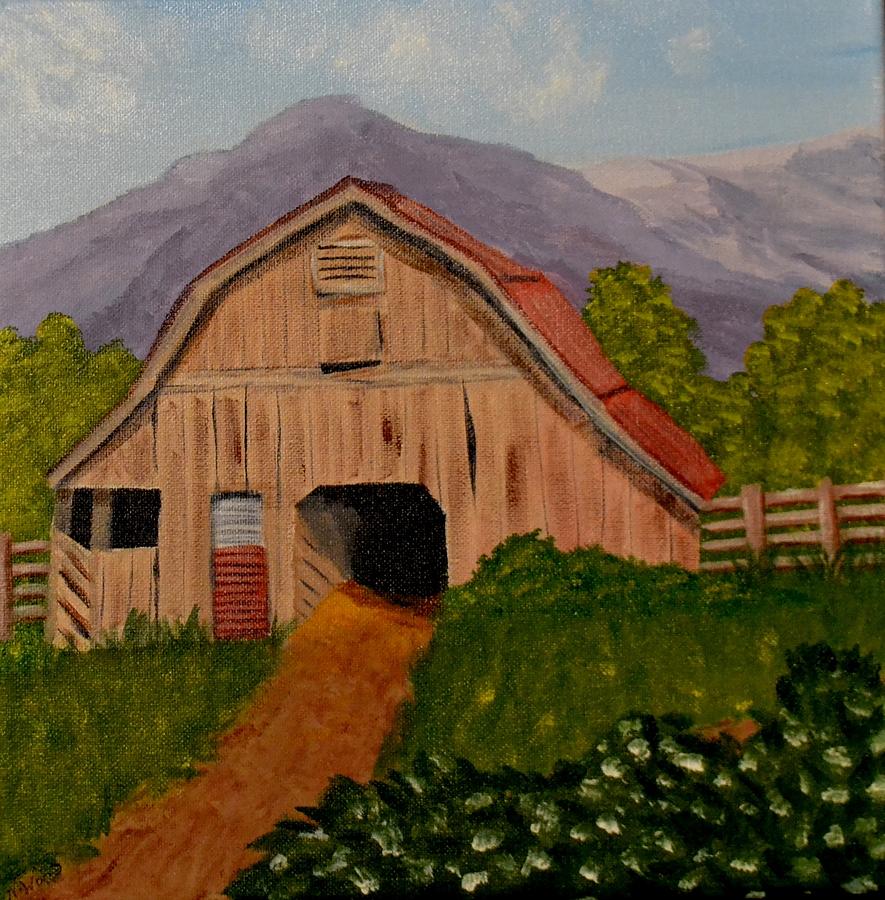 Little Brown Barn Painting by Nancy Sisco