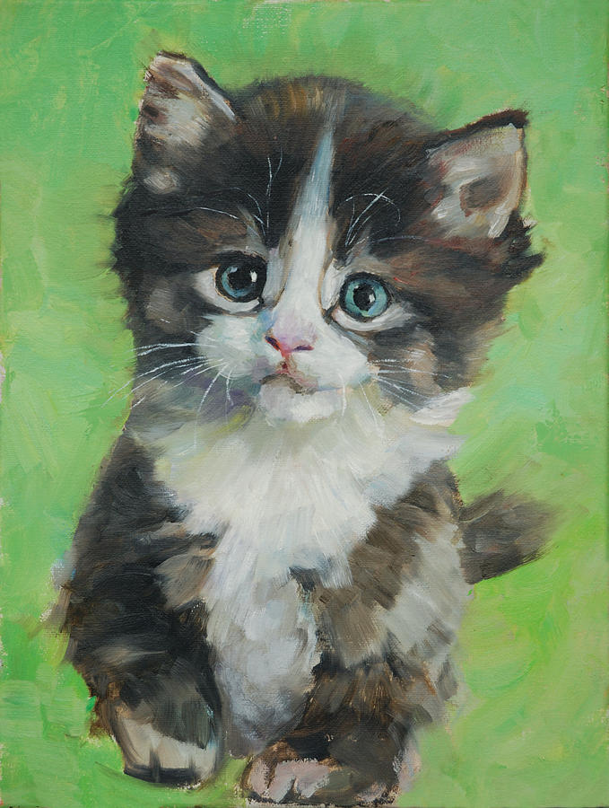 Little cat Painting by Tina Zhou
