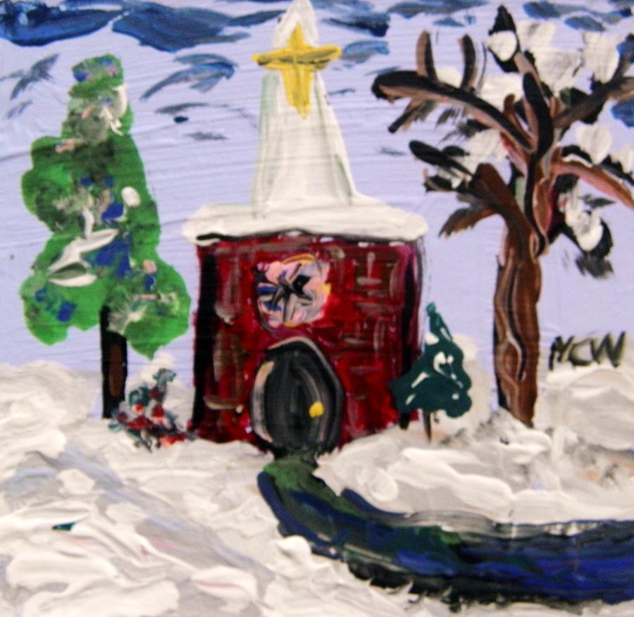 Little Chapel in the Snow Painting by Mary Carol Williams