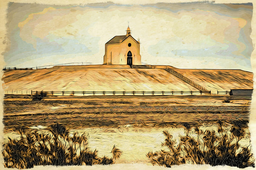 Little Church on the Prairie - watercolor Photograph by Will Wagner