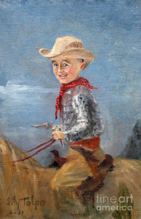 Little Cowboy - 1957 Painting by Art By Tolpo Collection