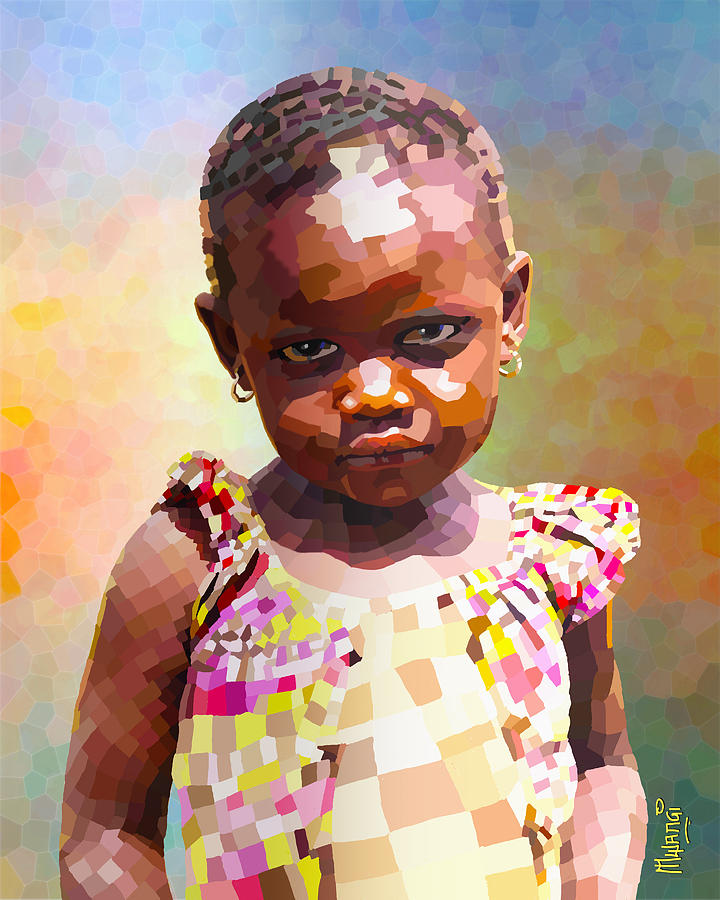 Little Cute Girl Digital Art by Anthony Mwangi