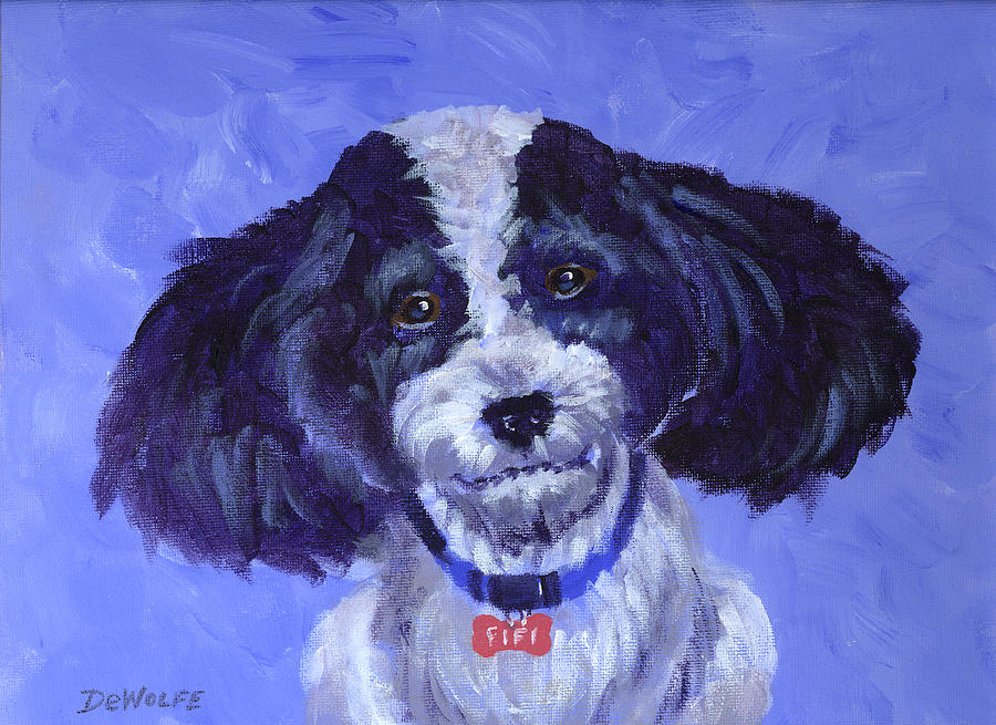 Little Dog Blue Painting by Richard De Wolfe