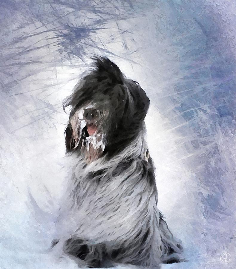 Animal Digital Art - Little doggie in a snowstorm by Gun Legler