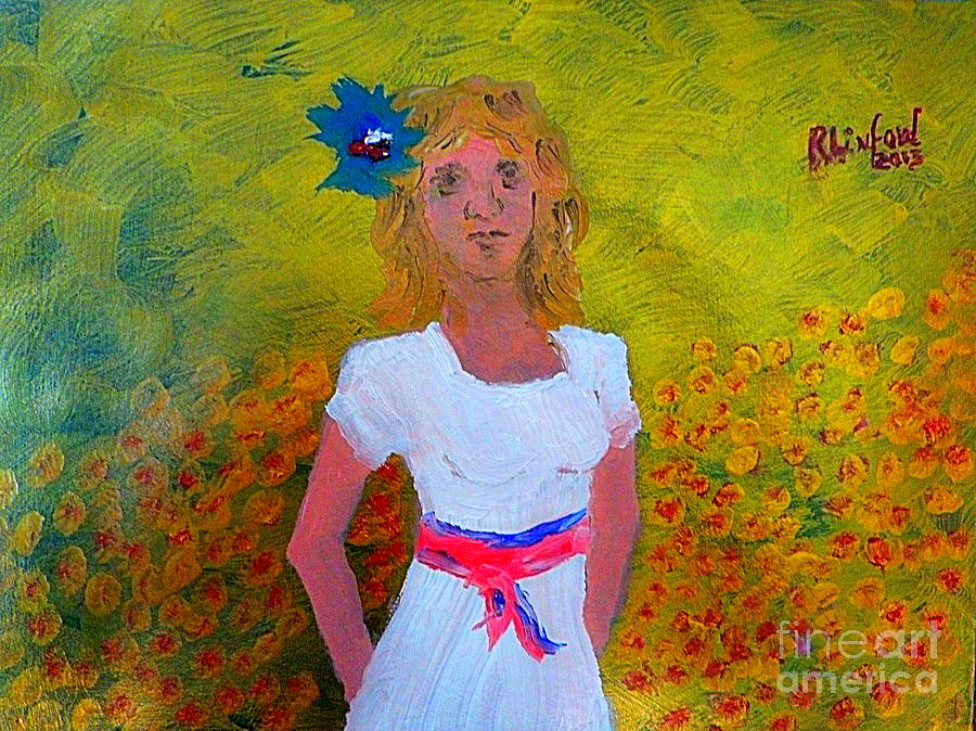 Little Dutch Girl in White Red Blue 1 Painting by Richard W Linford