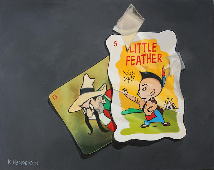 Contemporary Realism Painting - Little Feather Vintage Card by K Henderson by K Henderson