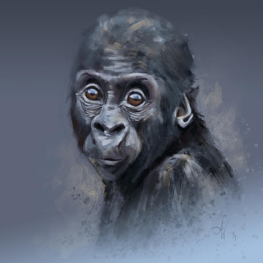 Gorilla Digital Art - Innocence by Arie Van der Wijst