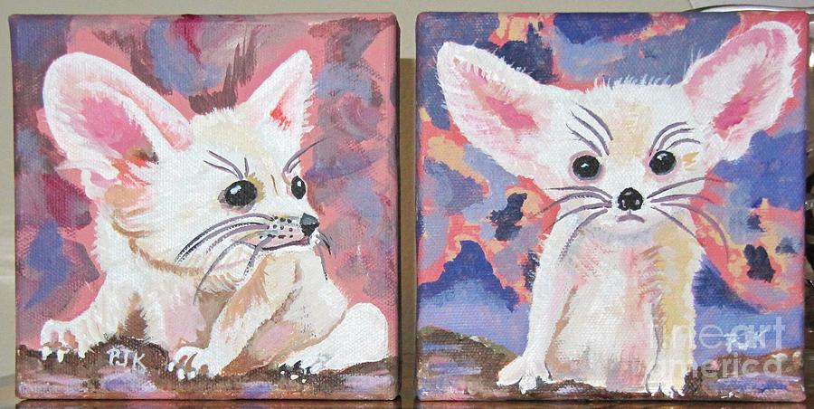 Little Fennec Foxes Painting by Phyllis Kaltenbach