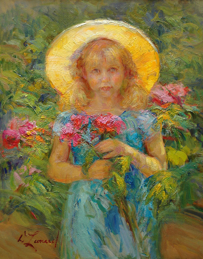 Little Flower Girl Painting by Diane Leonard