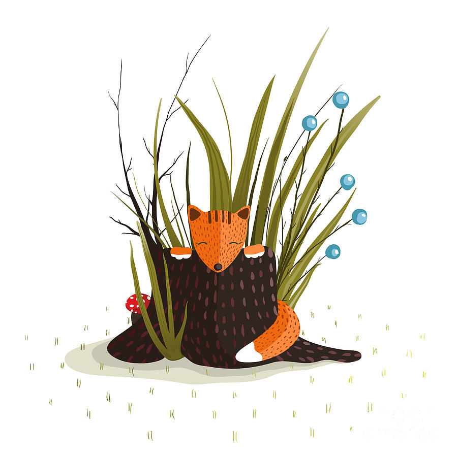 Little Fox Sitting In Forest Digital Art by Popmarleo Little Fox Sitting In Forest Digital Art by Popmarleo