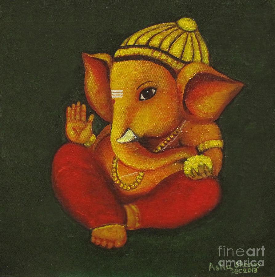 Little Ganesha Painting by Asha Sudhaker Shenoy - Pixels