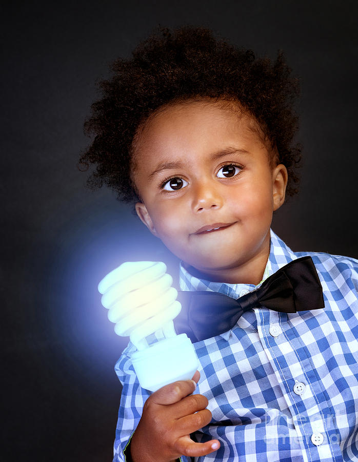 Little genius with illuminated lamp Photograph by Anna Om