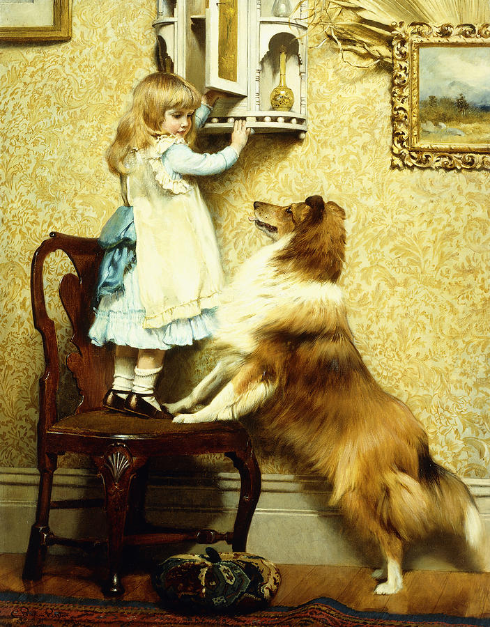 Charles Burton Barber Painting - Little Girl and her Sheltie by Charles Burton Barber