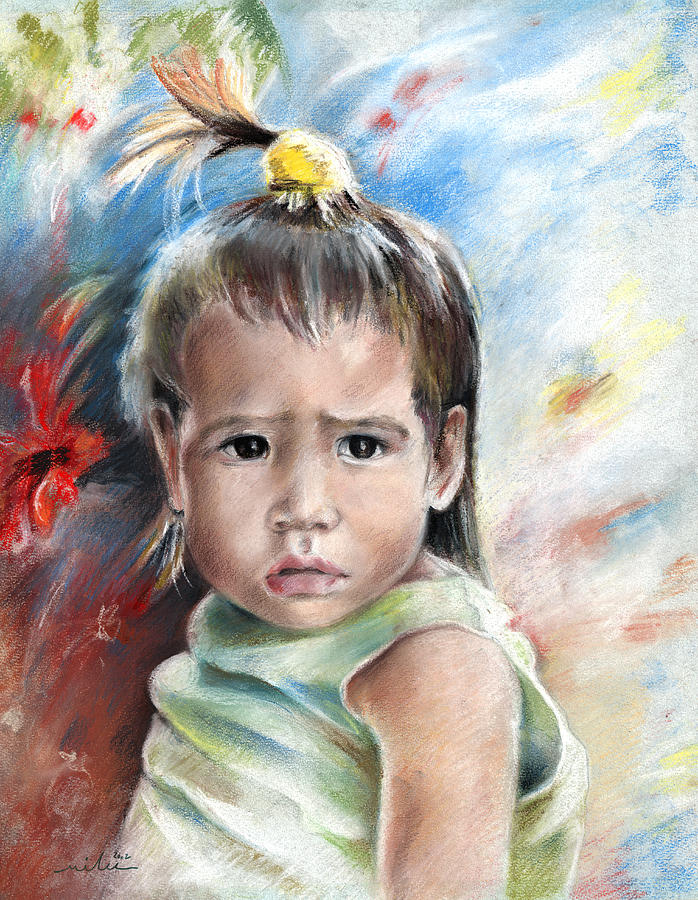 Little Girl from Tahiti Painting by Miki De Goodaboom