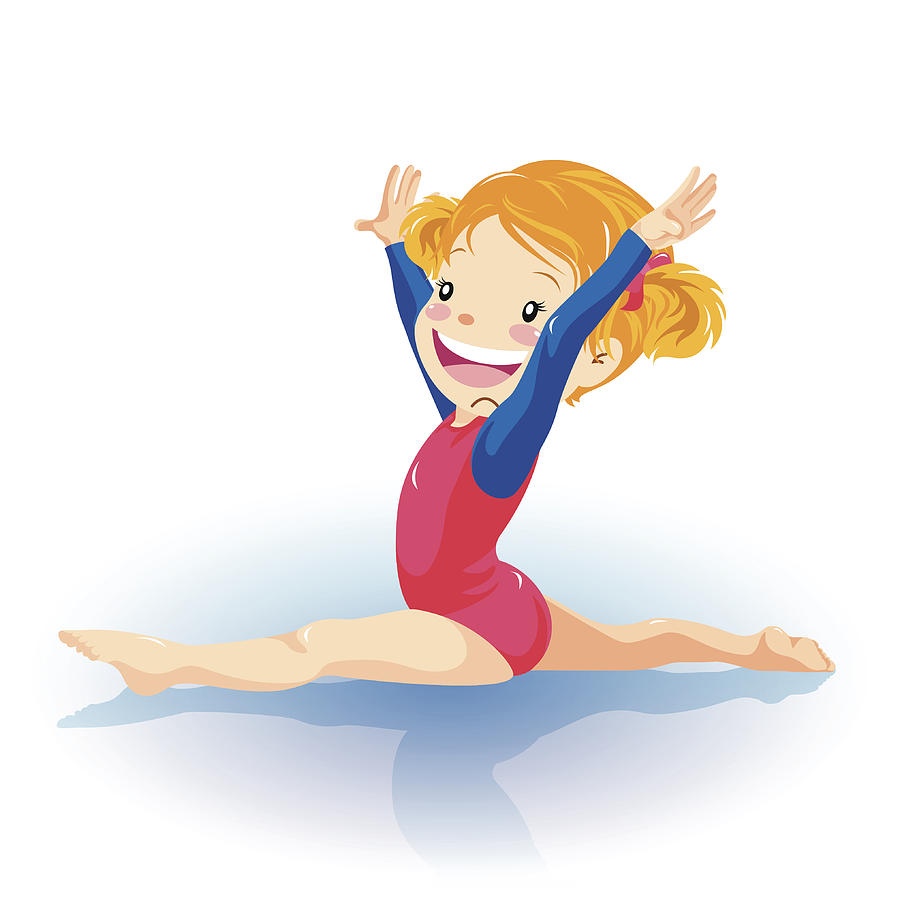 Little girl gymnastics doing split Drawing by Exxorian