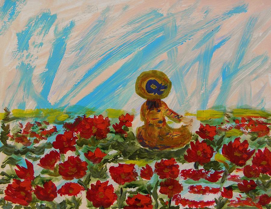 Flower Painting - Little Girl in the Poppies  by Mary Carol Williams