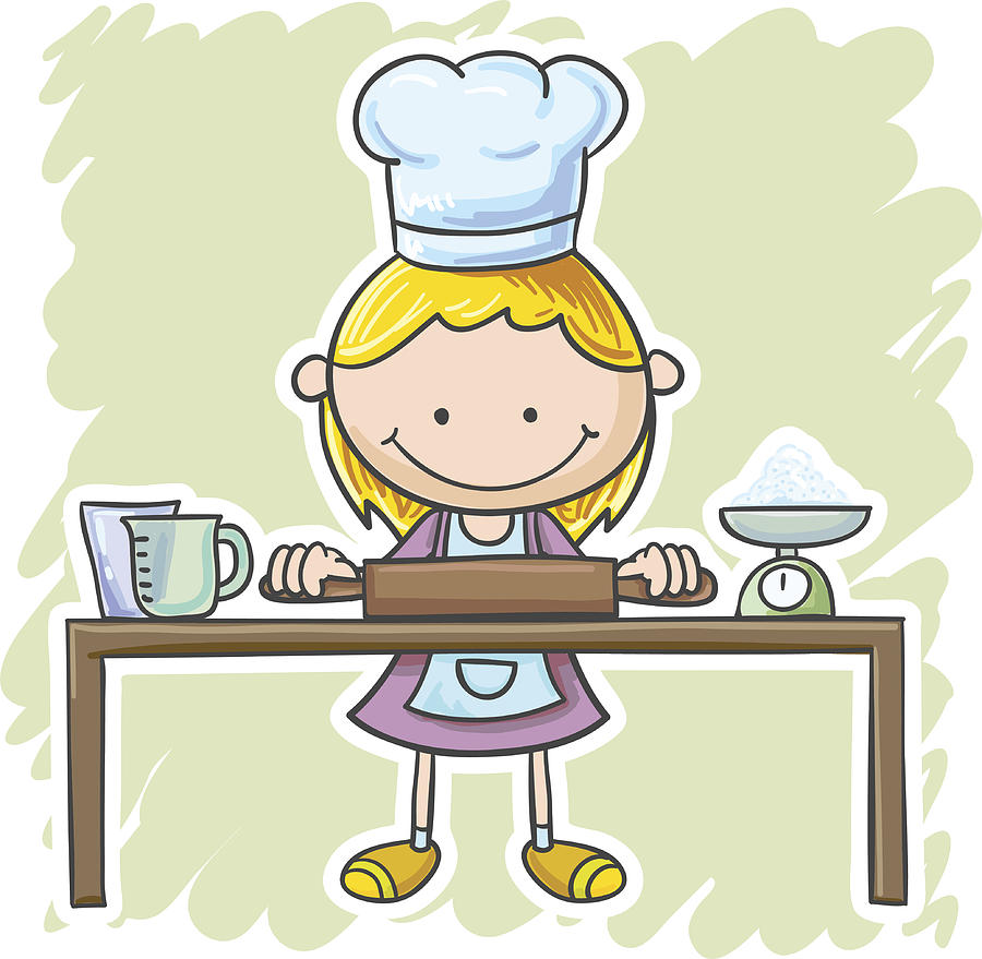 Little girl is going to cook Drawing by LokFung