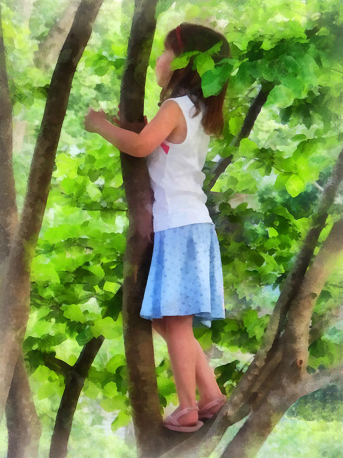 Little Girl Playing in Tree Photograph by Susan Savad