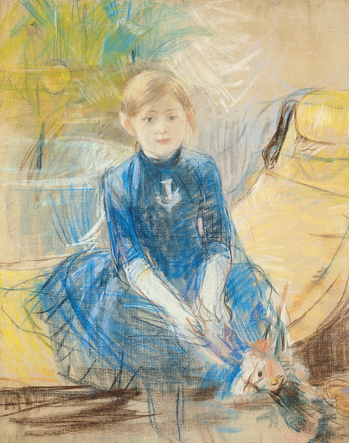 Little Girl With A Blue Jersey, 1886 Pastel On Canvas Photograph by Berthe Morisot