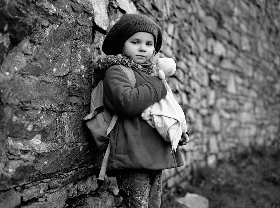 Little Girl With A Teddy Photograph by Vytenis Malisauskas,carrigphotos