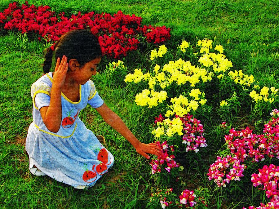 Little Girl with Flowers Photograph by Lenore Senior