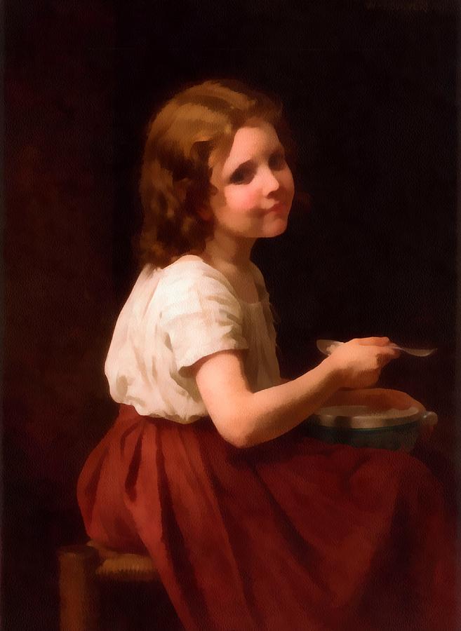 Little Girl With Soup Digital Art by William Bouguereau