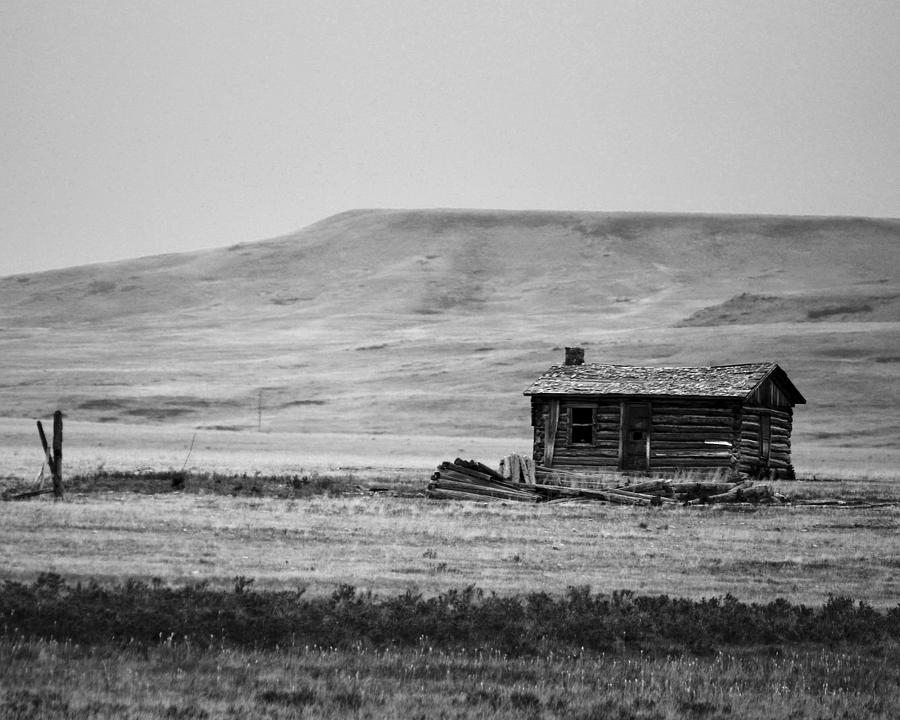 Black And White Photograph - Little House on the Prairie by Whispering Peaks Photography