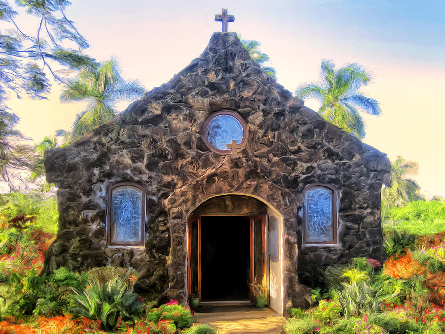 Little Lava Rock Church Kauai Painting by Dominic Piperata