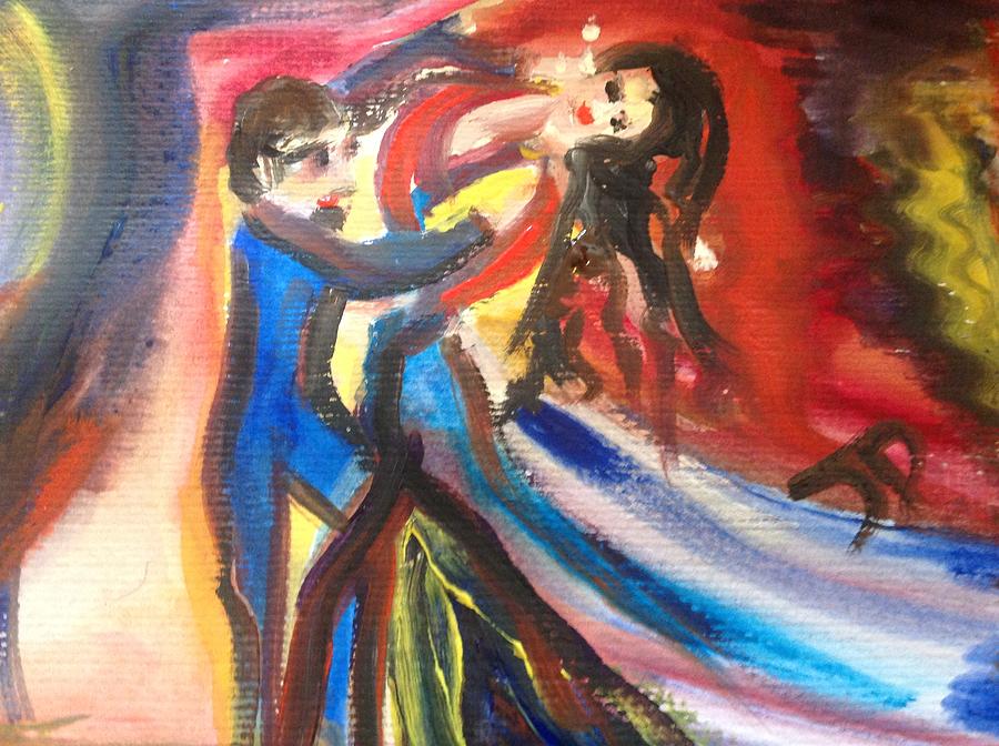 Little man big tango Painting by Judith Desrosiers