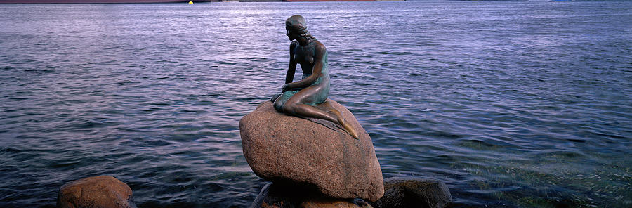 Mermaid Photograph - Little Mermaid Statue On Waterfront by Panoramic Images