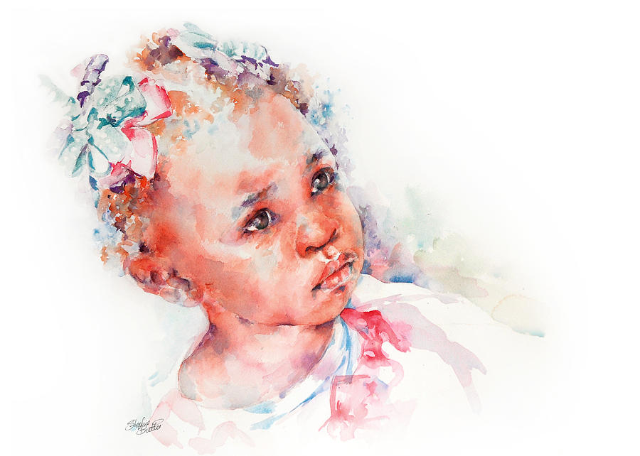 Portrait Painting - Little Miss Africa by Stephie Butler